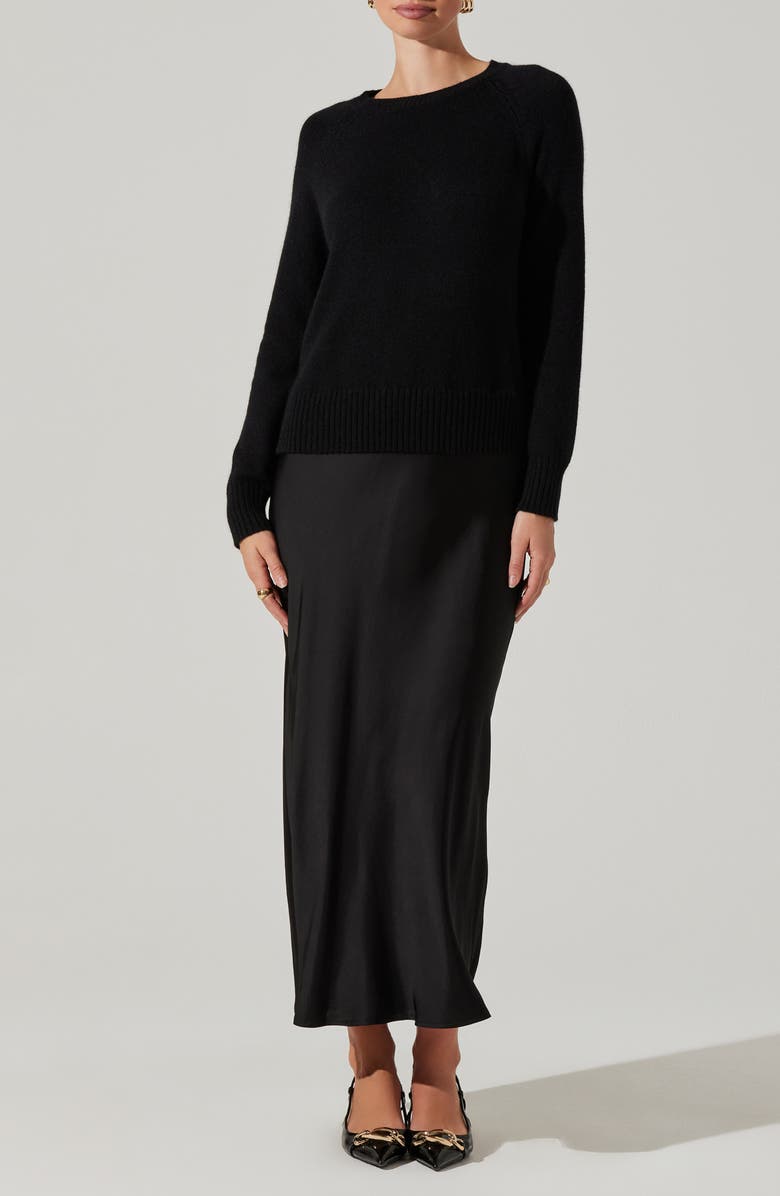 ASTR the Label Helene Mixed Media Long Sleeve Dress, Main, color, Black