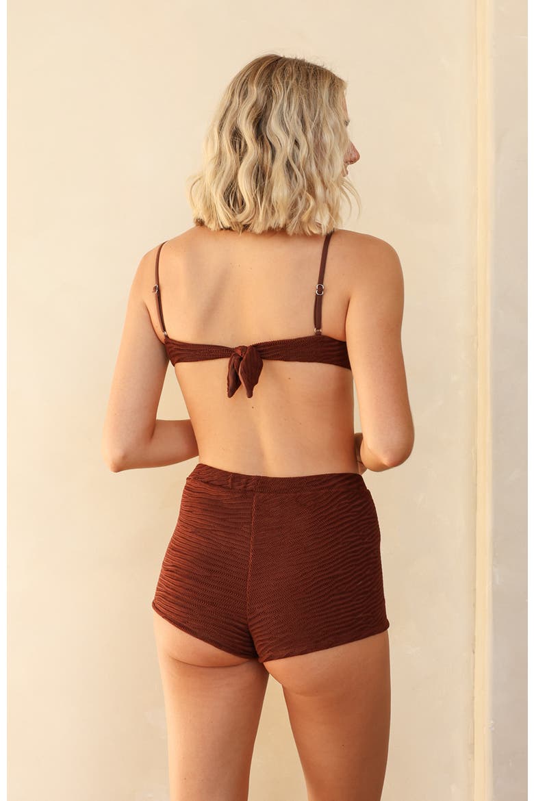 Farrah Elastic Waist Booty Short, Alternate, color, Mocha Crinkle