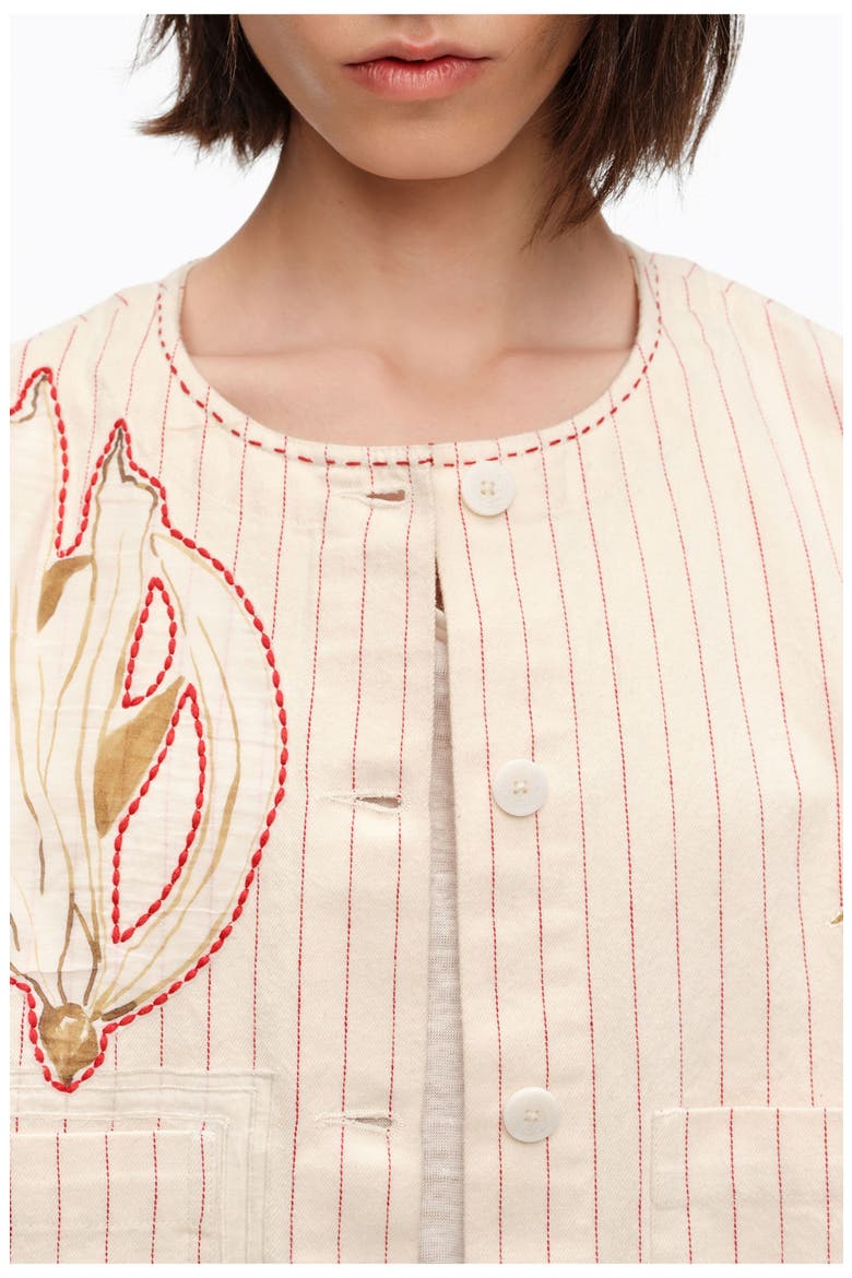 Patchwork Cotton Cropped Jacket, Alternate, color, IVORY