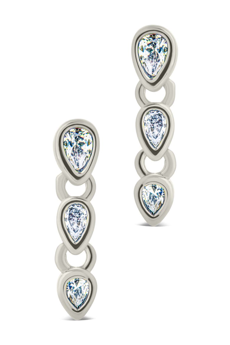 Cristina Pear Link Drop Earrings, Alternate, color, SILVER