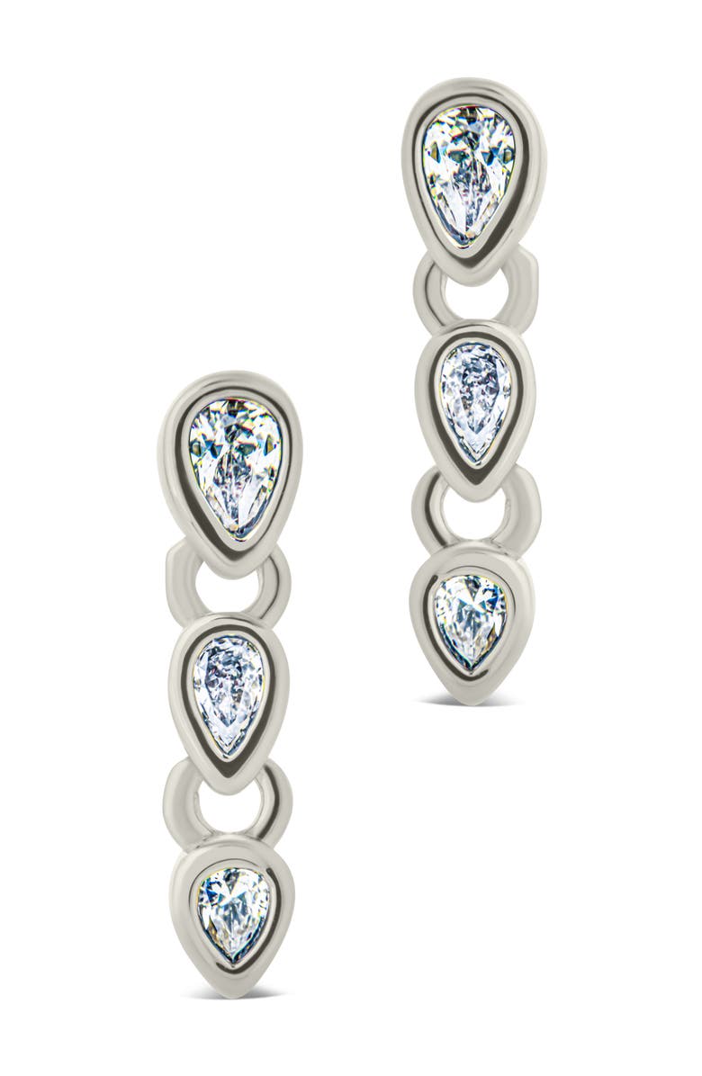 Sterling Forever Cristina Pear Link Drop Earrings, Alternate, color, Silver