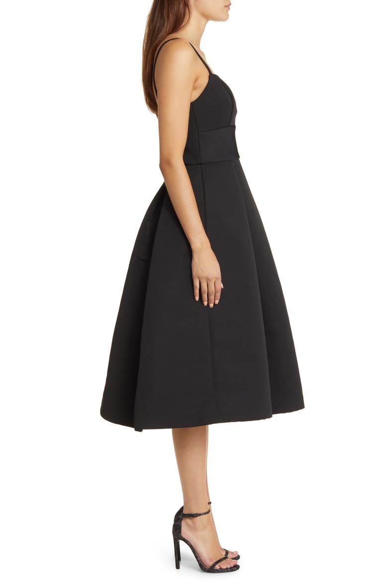 Faille Cocktail Midi Dress, Alternate, color, BLACK