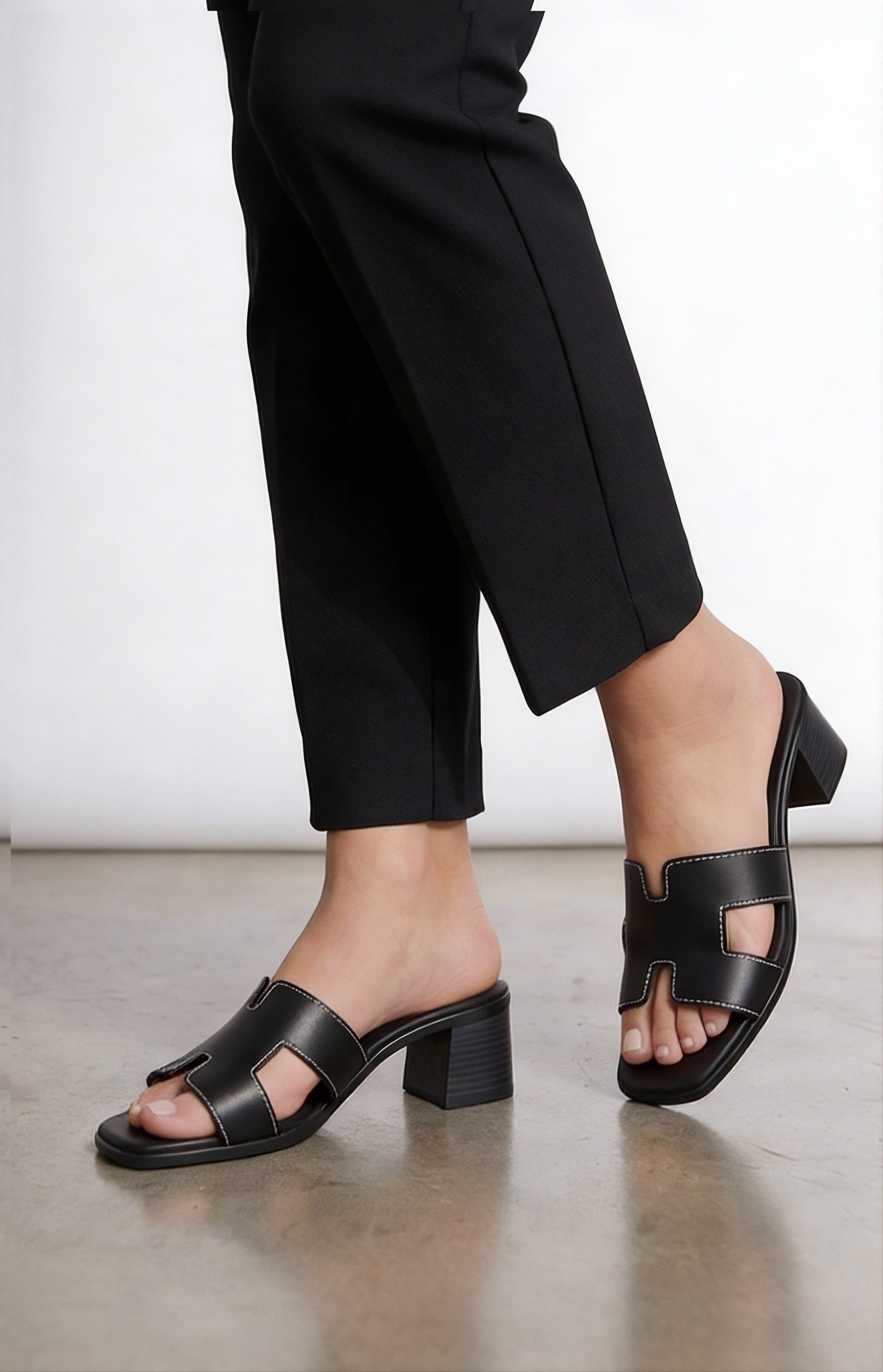 Menina Step Sorrento Leather Medium Heel Sandal, Alternate, color, Black