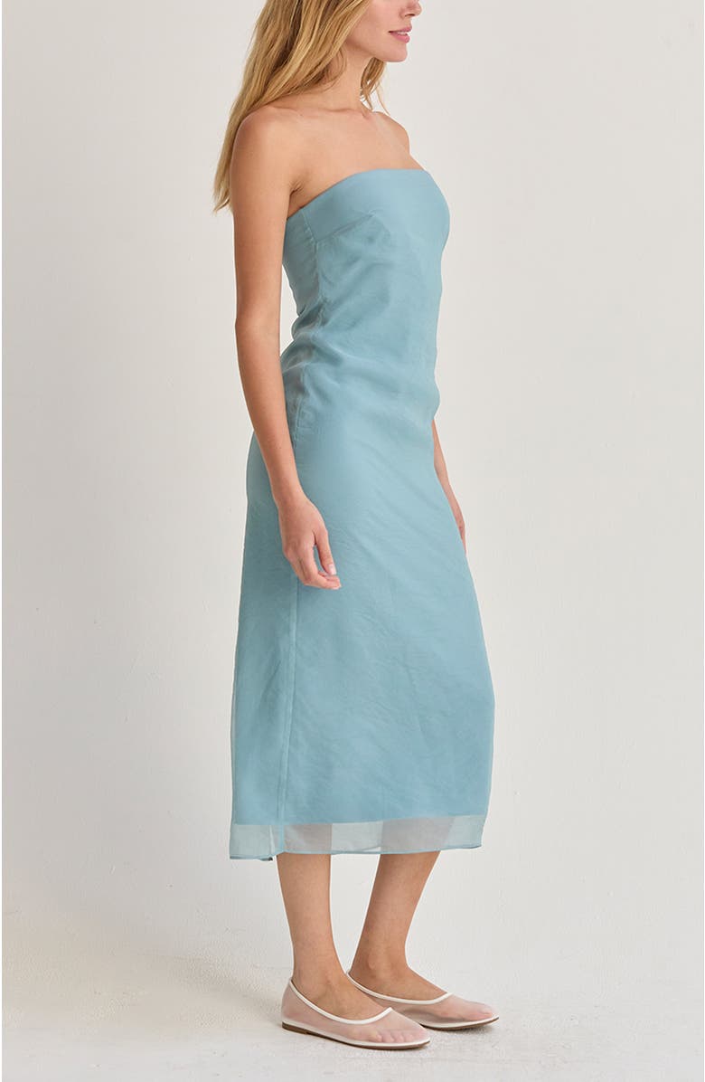 CRESCENT Organza Tube Midi Dress, Alternate, color, Light Blue