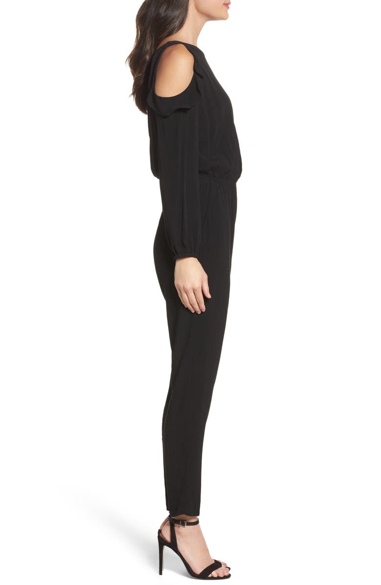 Fraiche by J Ruffle Cold Shoulder Jumpsuit, Alternate, color,