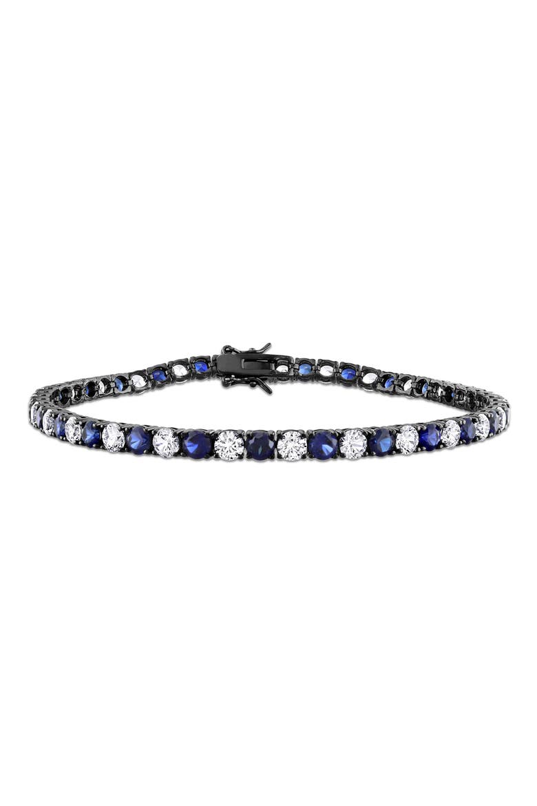 Men's Lab Grown Blue & White Sapphire Tennis Bracelet, Main, color, BLUE