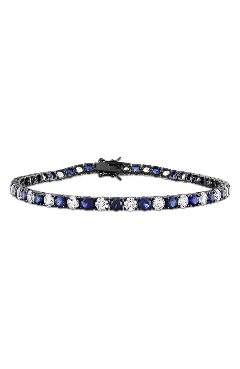 DELMAR Men's Lab Grown Blue & White Sapphire Tennis Bracelet, Main, color, Blue