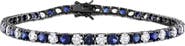 DELMAR Men's Lab Grown Blue & White Sapphire Tennis Bracelet