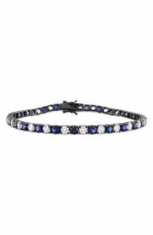 DELMAR Men's Lab Grown Blue & White Sapphire Tennis Bracelet