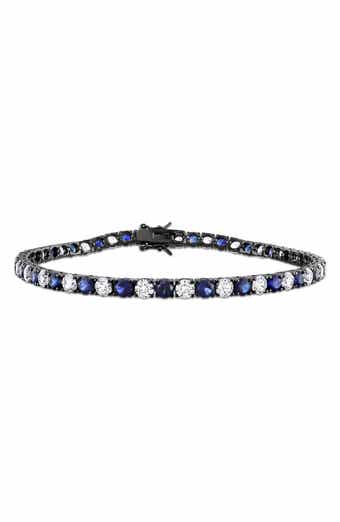 DELMAR Men's Lab Grown Blue & White Sapphire Tennis Bracelet