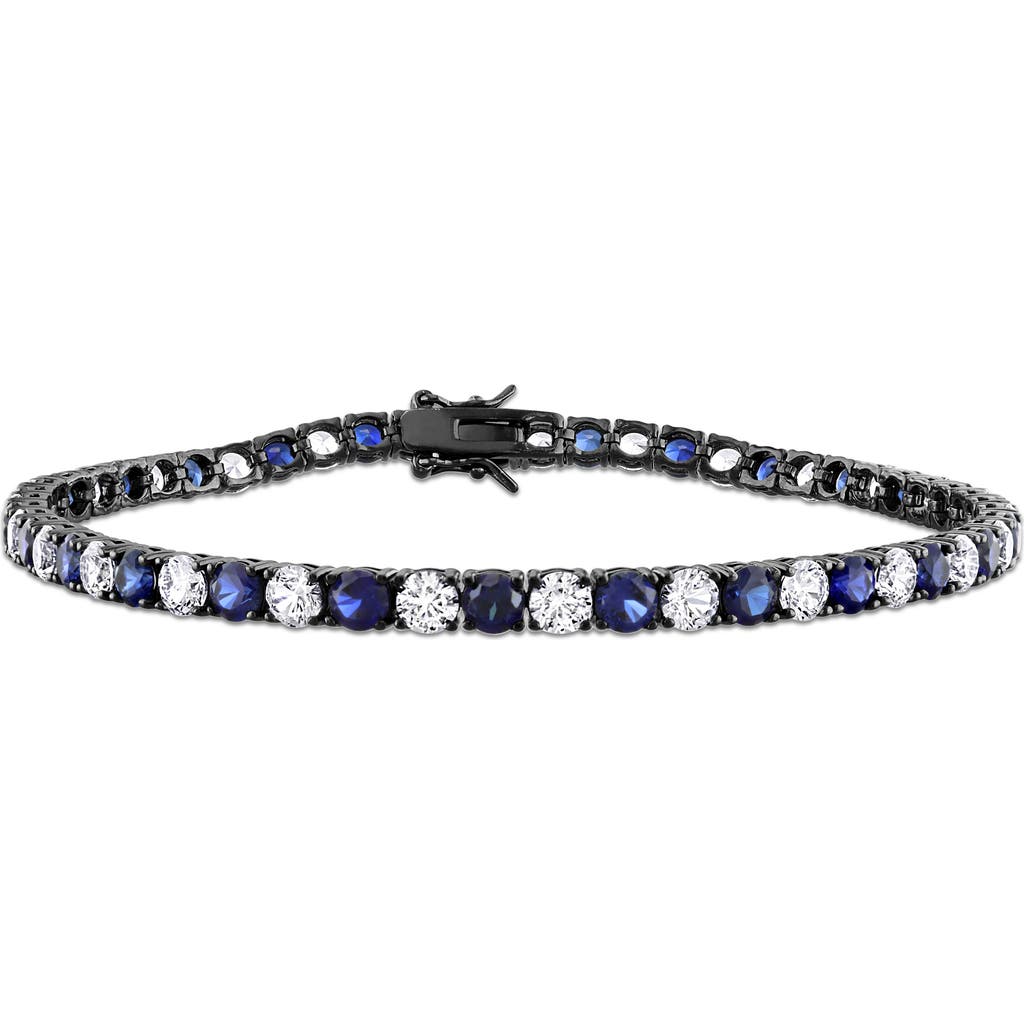 Delmar Lab Grown Blue & White Sapphire Tennis Bracelet In Blue