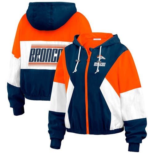 WEAR BY ERIN ANDREWS WEAR BY ERIN ANDREWS ROYAL DENVER BRONCOS COLOR BLOCK FULL-ZIP WINDBREAKER JACKET