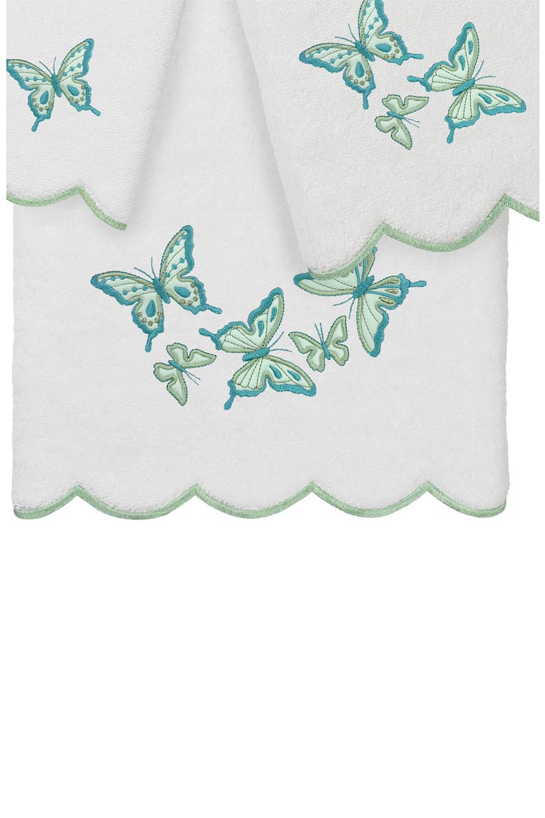 3-Piece Brittney Embroidered Turkish Cotton Towel Set, Alternate, color, WHITE/ GREEN