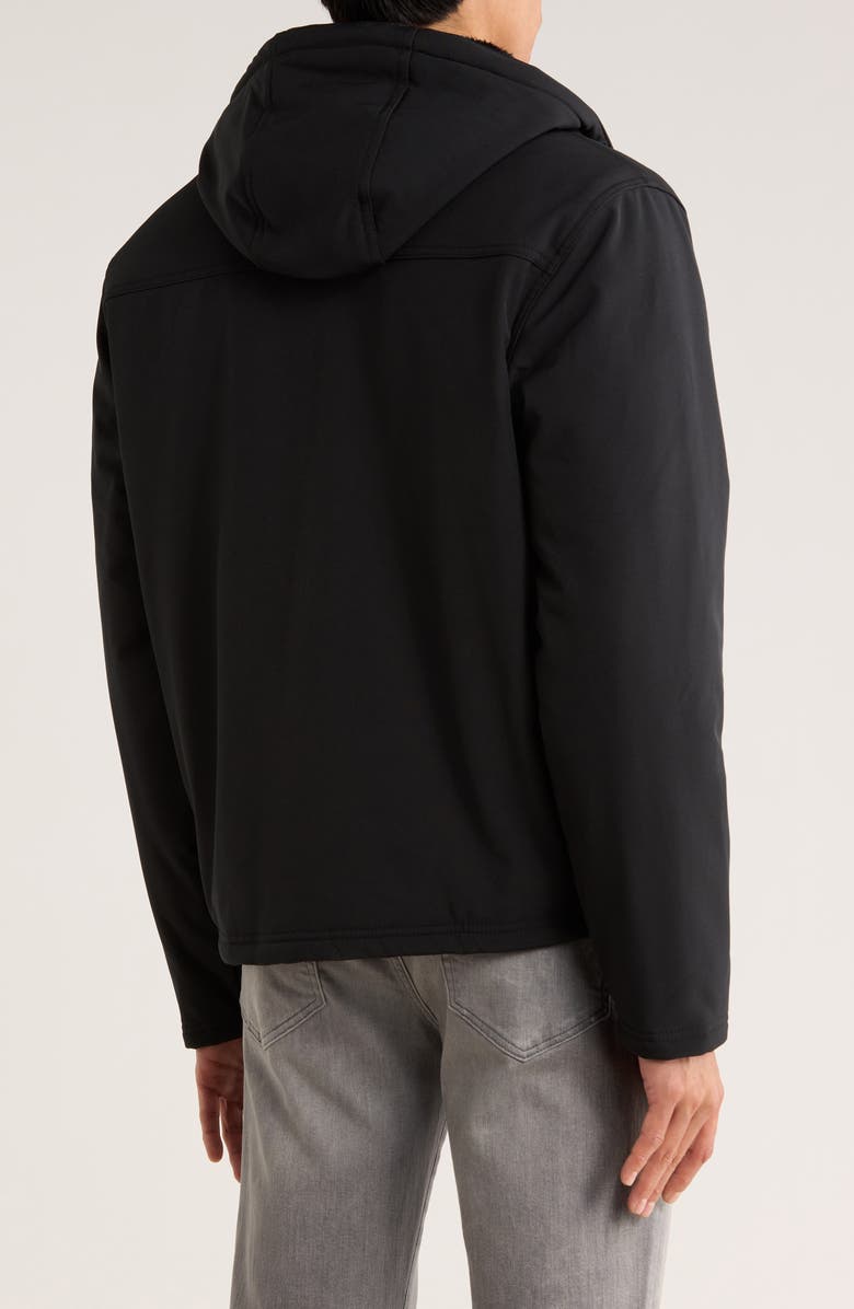 HAWKE & CO Water Resistant Faux Shearling Lined Softshell Bomber Jacket, Alternate, color, Black