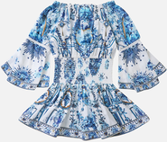 Camilla Kids Off Shoulder Shirred Waist Mini Dress