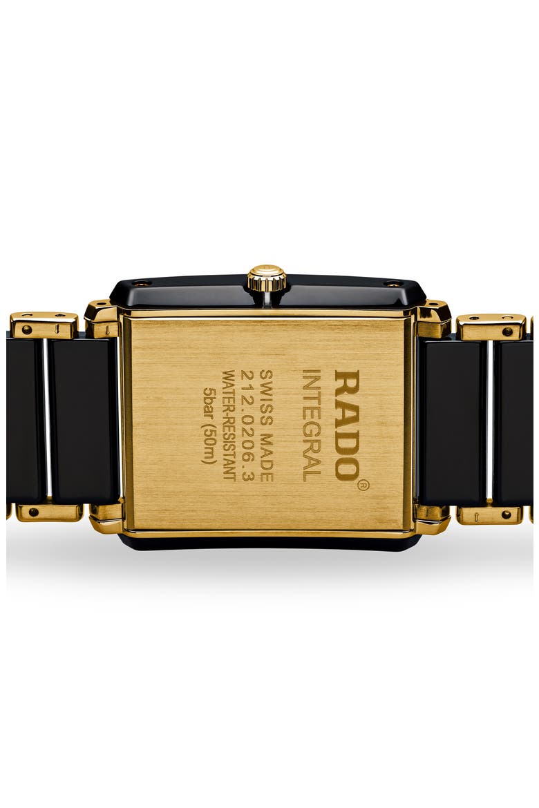 Integral Diamond Ceramic Bracelet Watch, 31mm x 41.1mm, Alternate, color, BLACK/GOLD