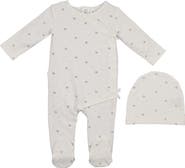 Manière Bow Wrap Cotton Blend Footie & Beanie Set