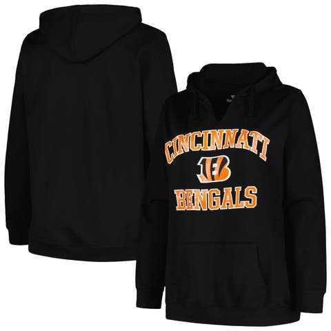Women's Fanatics Branded Black Cincinnati Bengals Plus Size Heart and Soul V-Neck Pullover Hoodie