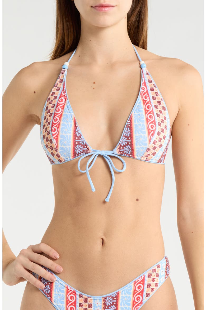 Coastal Instinct Triangle Bikini Top, Main, color, BLUE MULTI