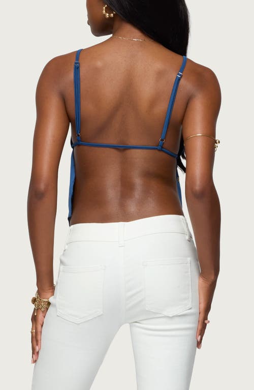 Edikted Soleil Embroidered Daisy Open Back Camisole In Blue