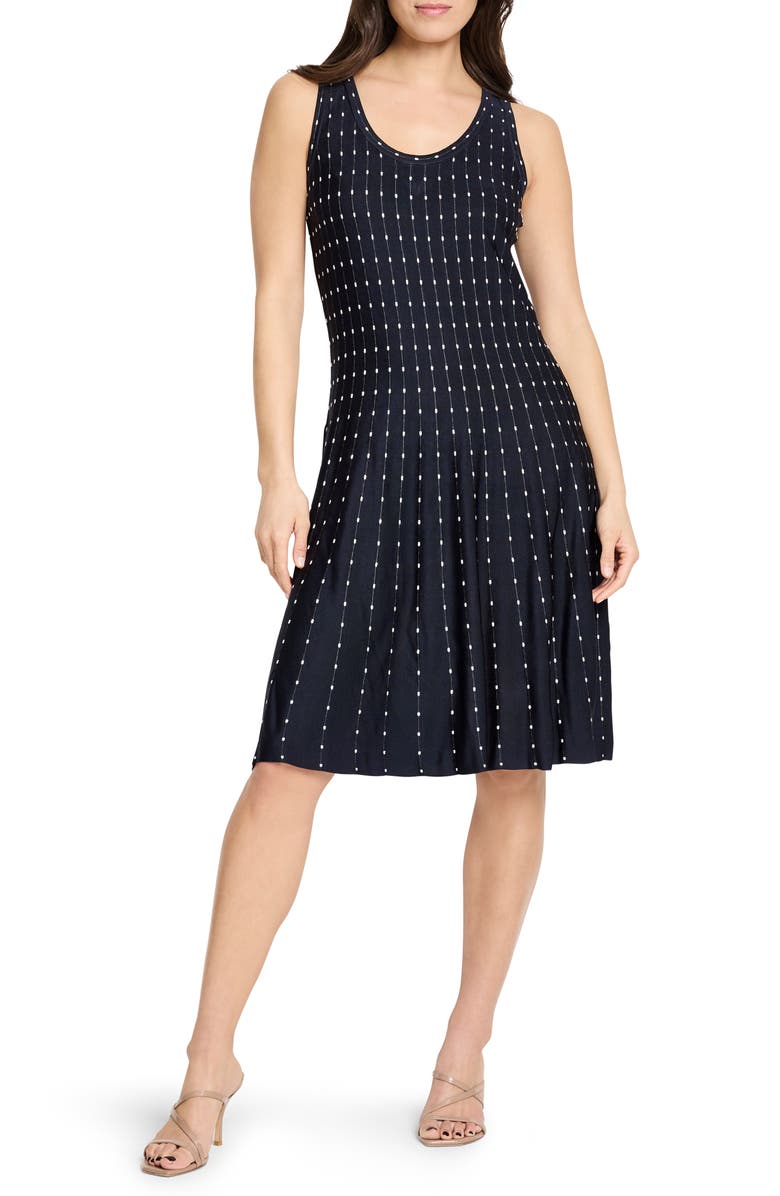 NIC+ZOE Falling Dot Flared Knit Dress, Main, color, Indigo Multi