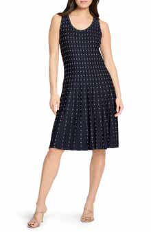 NIC+ZOE Falling Dot Flared Knit Dress