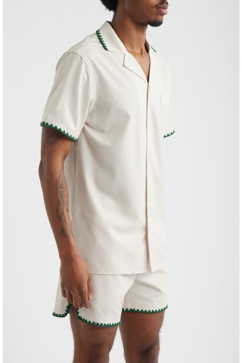 Golf Ball Stitch Weekend Camp Shirt, Alternate, color, WHITE