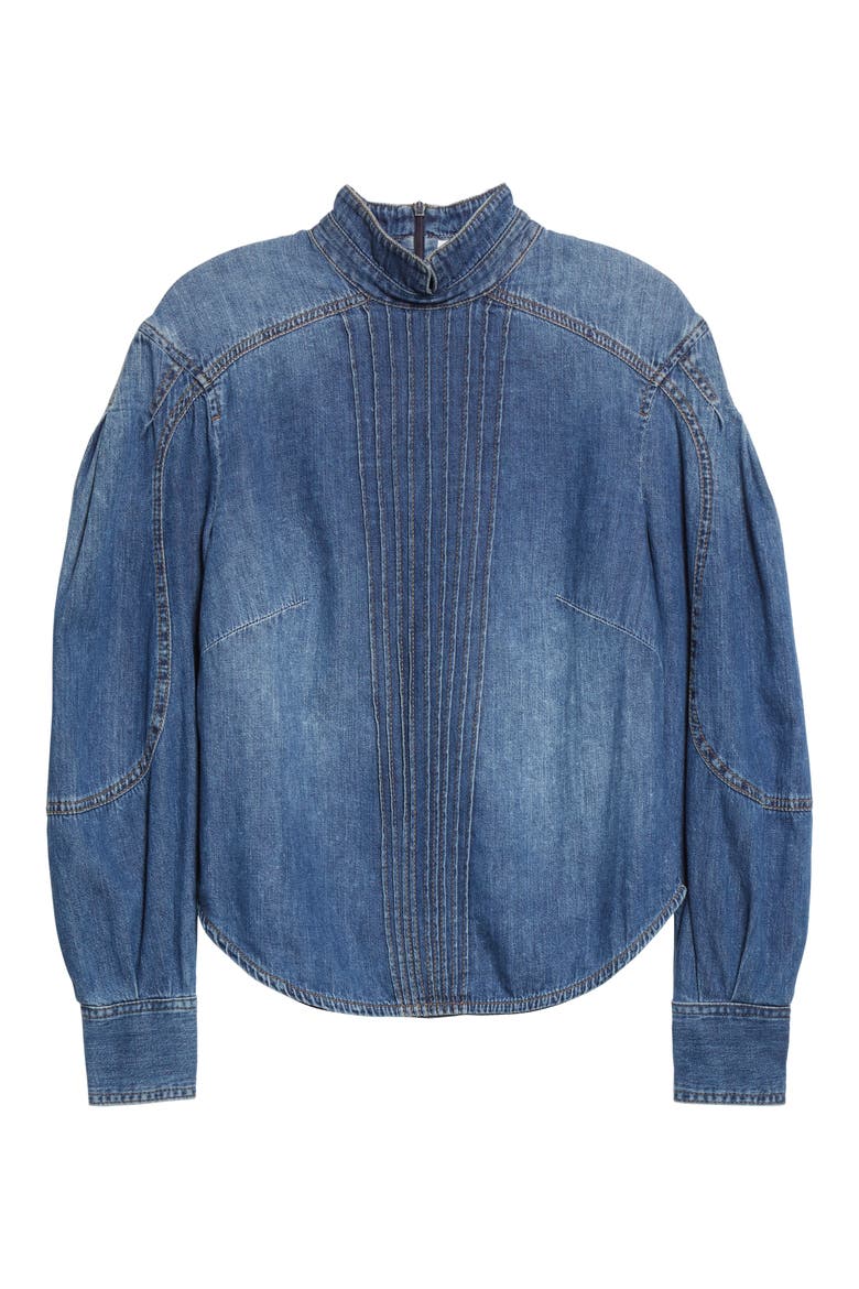 Rhythmic Denim Tuxedo Shirt, Alternate, color, HIGH TIDE
