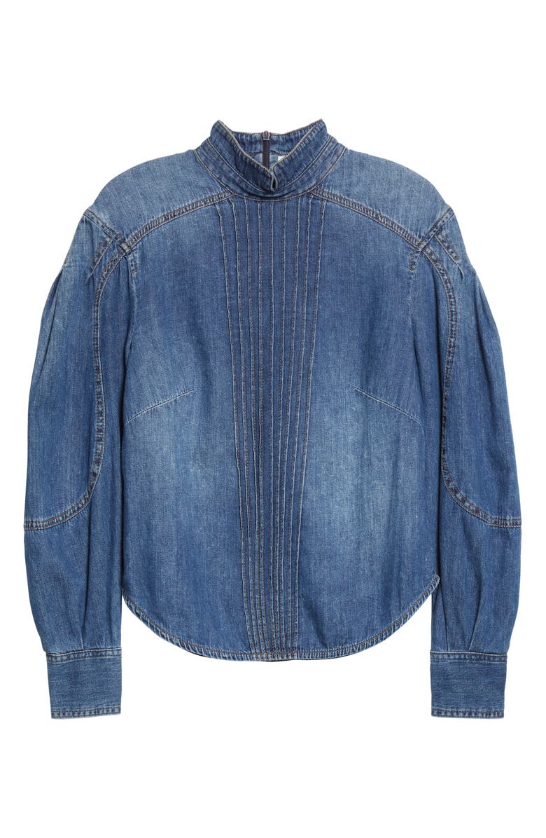 Zimmermann Rhythmic Denim Tuxedo Shirt, Alternate, color,