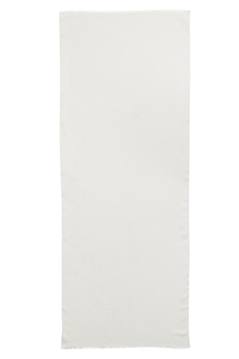 Gancini Silk & Wool Fringe Scarf, Main, color, AVORIO