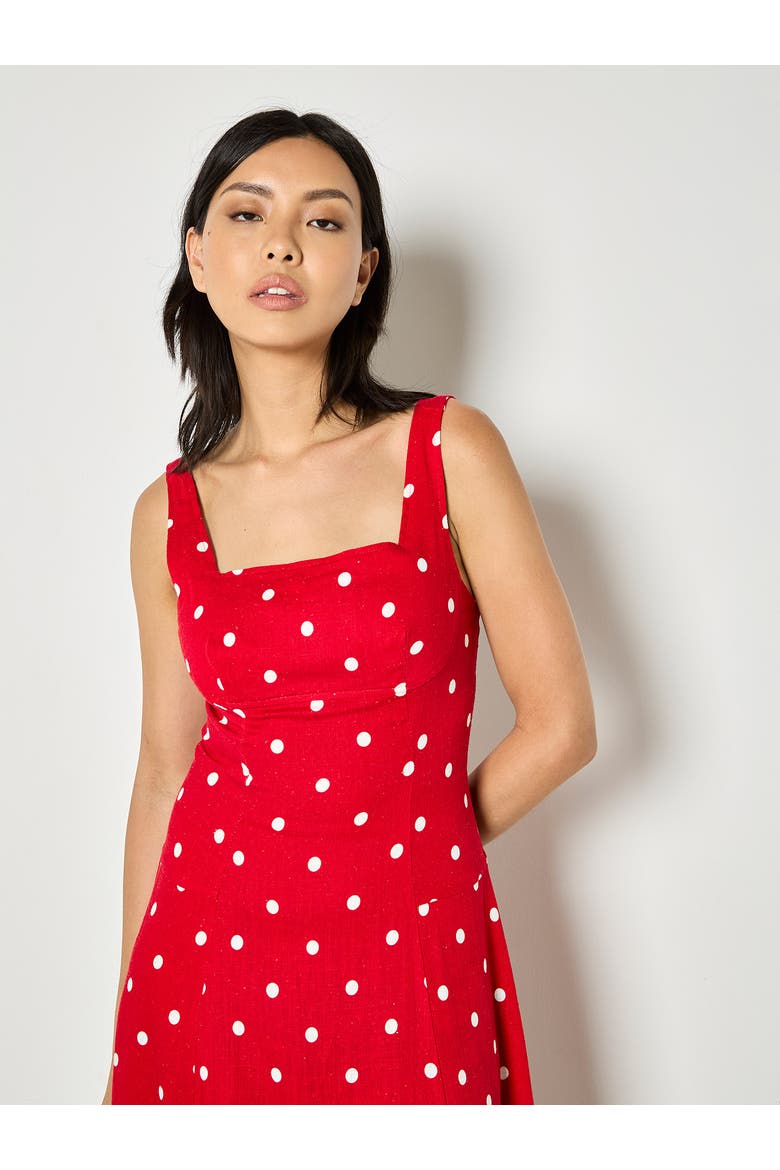 Square Neck Midi Dress, Alternate, color, Red