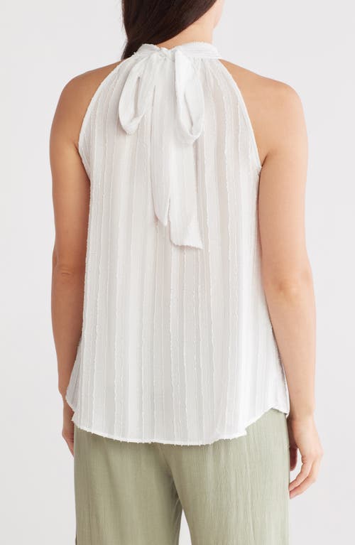 Renee C Sheer Texture Halter Neck Top In White