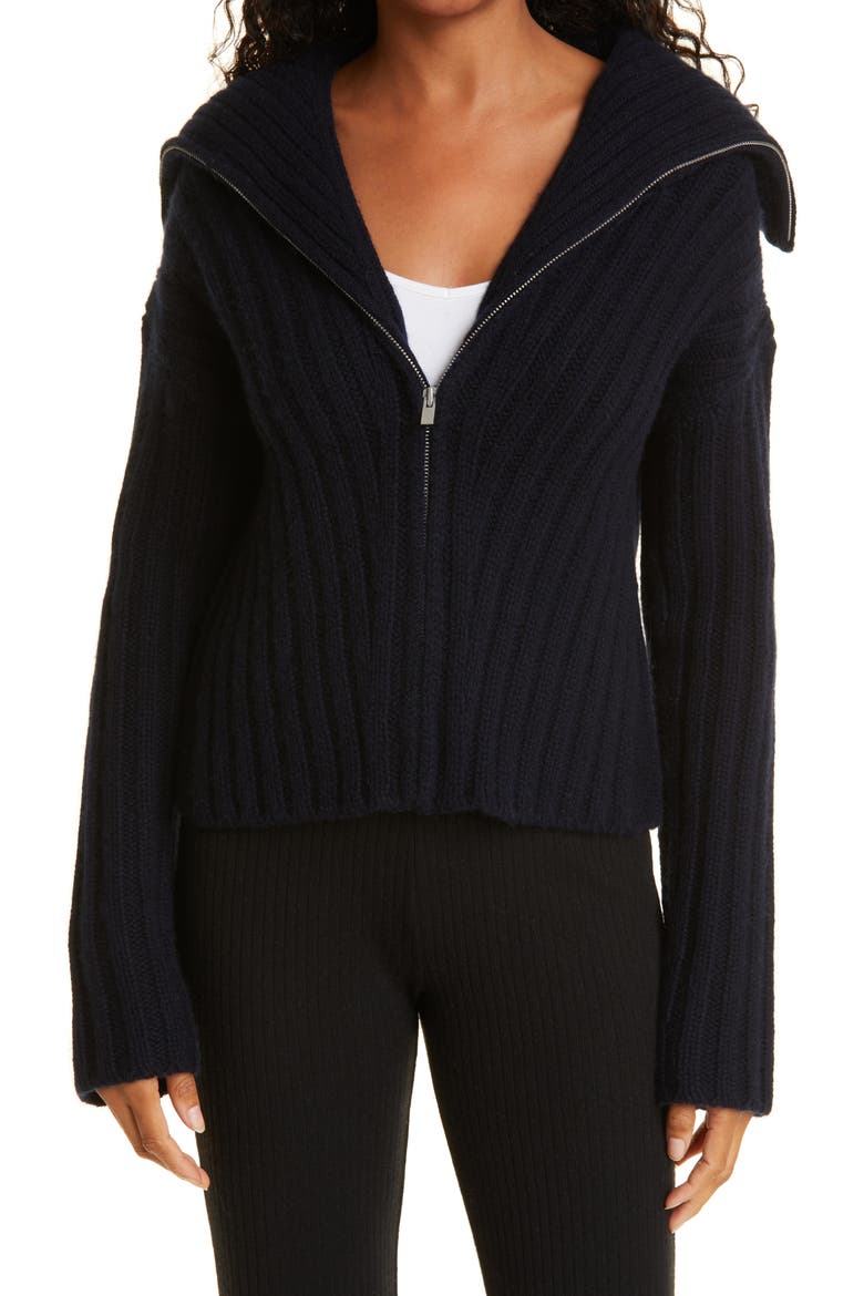 Wool & Cashmere Zip-Up Sweater, Main, color, 403CBL-COASTAL