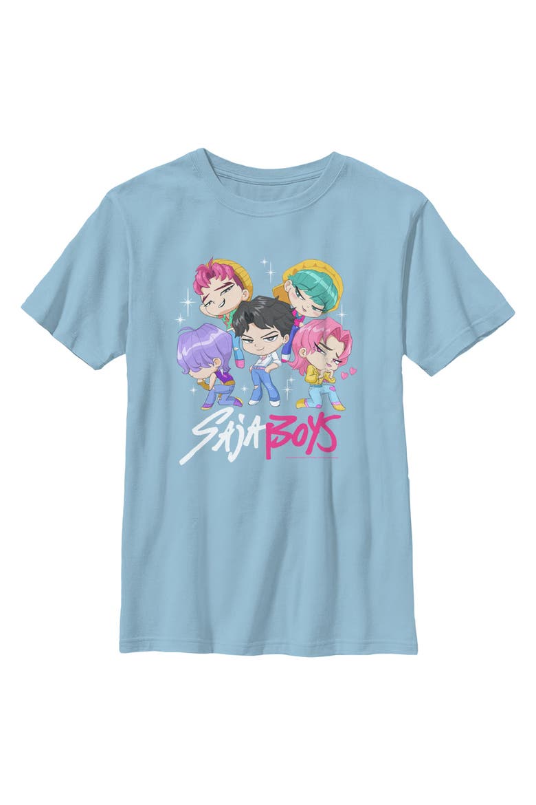 Boys' Saja Boys' Chibi Group Graphic Short Sleeve T-Shirt, Main, color, Light Blue