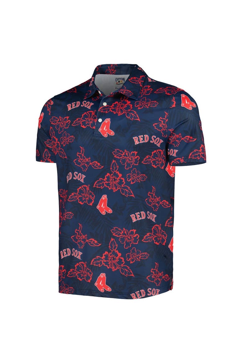 Men's Reyn Spooner Navy Boston Red Sox Cooperstown Collection Puamana Print Polo, Alternate, color, Navy