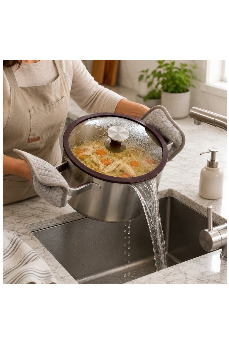 Elements Stainless Steel Saucepan with Glass Lid, Alternate, color, PURPLE