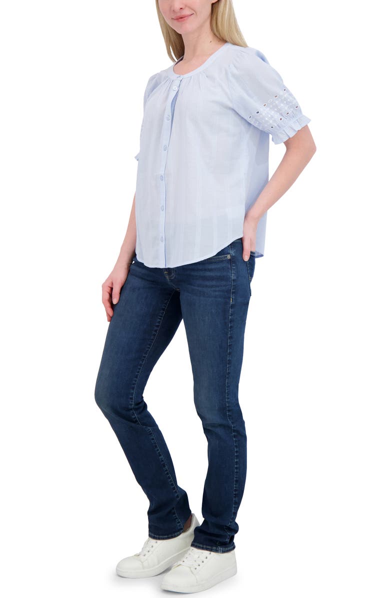 Lucky Brand Puff Sleeve Button-Up Shirt, Alternate, color, Chambray Blue