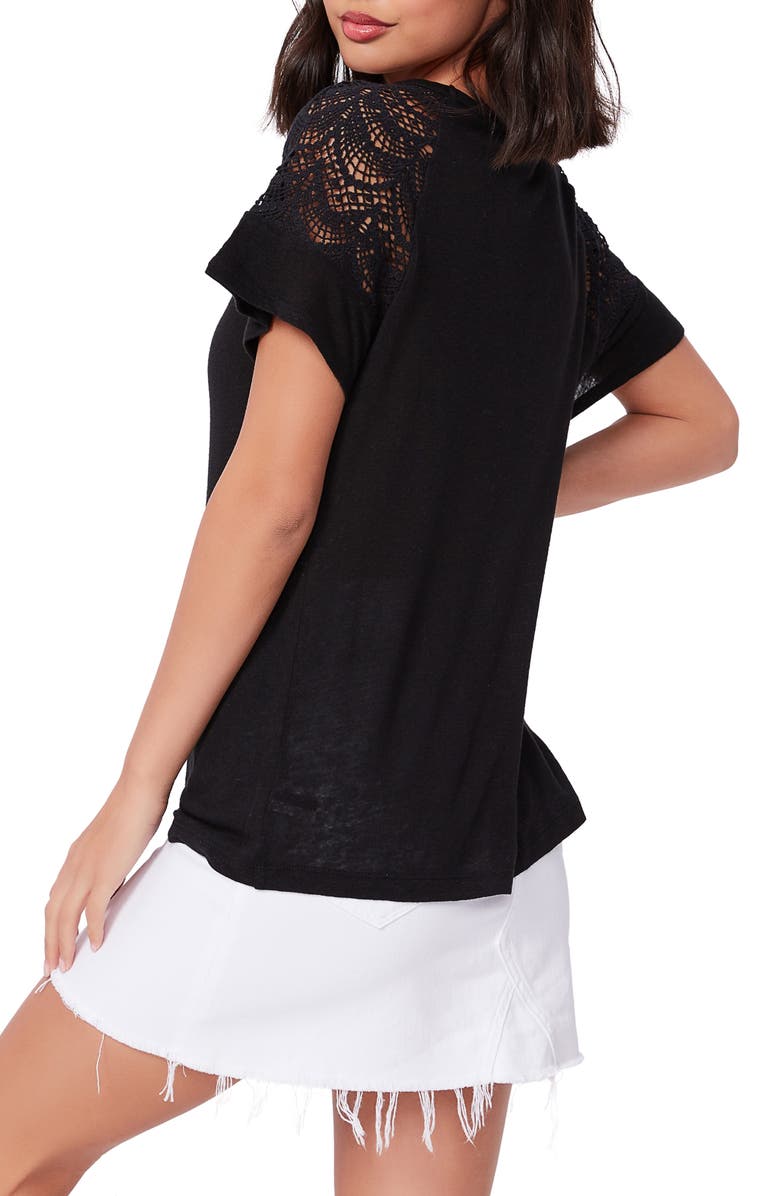 PAIGE Finley Crochet Lace Sleeve Top, Alternate, color, 