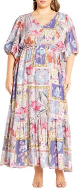 City Chic Flirtini Floral Print Maxi Dress