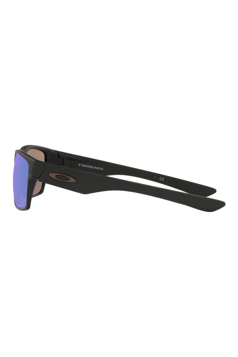 60mm Polarized Square Sunglasses, Alternate, color, MATTE BLACK/ PRIZM SAPPHIRE
