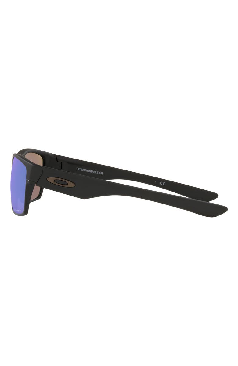 Oakley 60mm Polarized Square Sunglasses, Alternate, color, Matte Black/ Prizm Sapphire