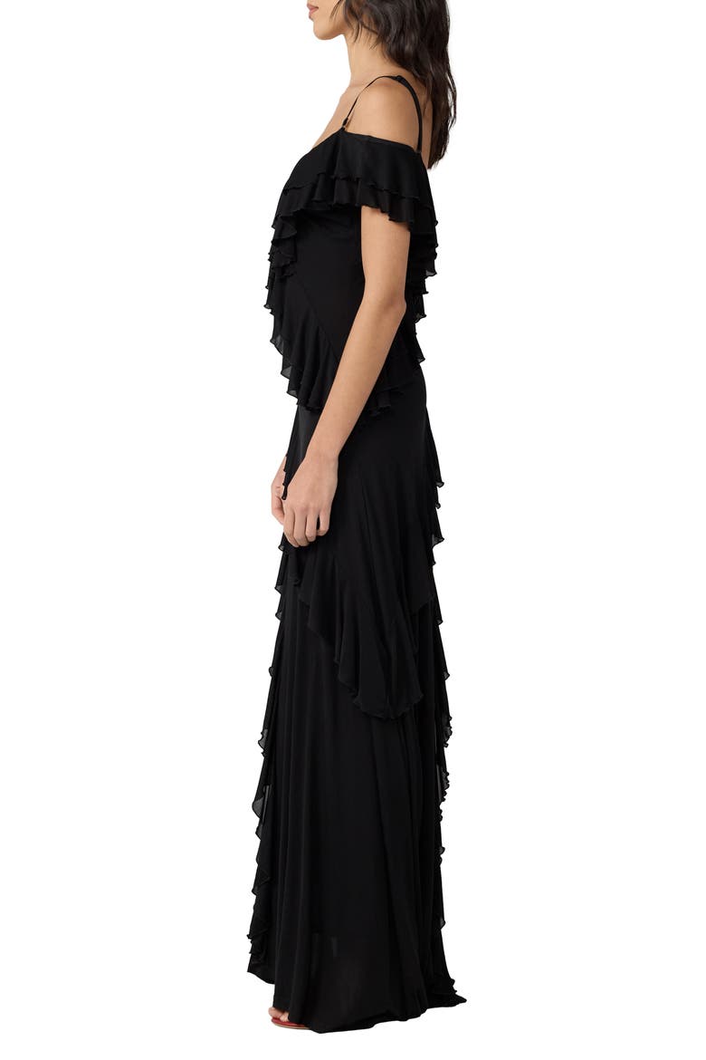 Sofia Cold Shoulder Gown, Alternate, color, BLACK