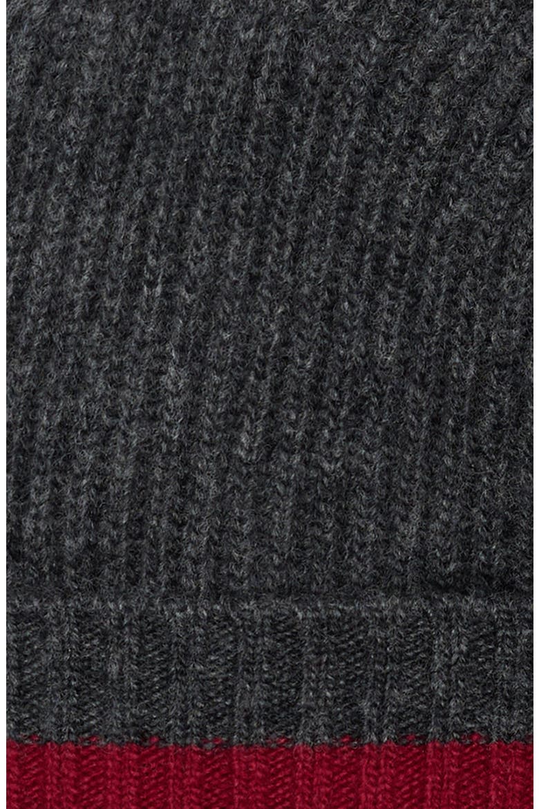 Wool Blend Rugby Beanie, Alternate, color, CHARCOAL- RED