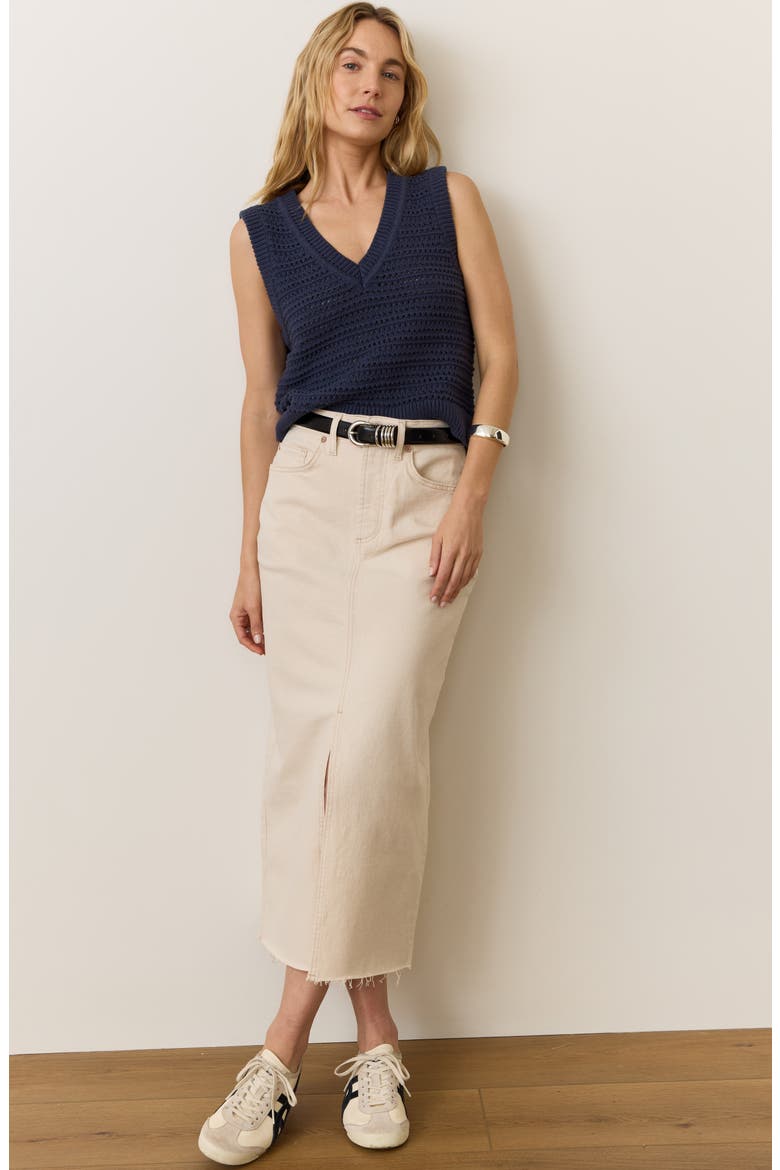 Crochet V-Neck Sweater Vest, Alternate, color, NAVY
