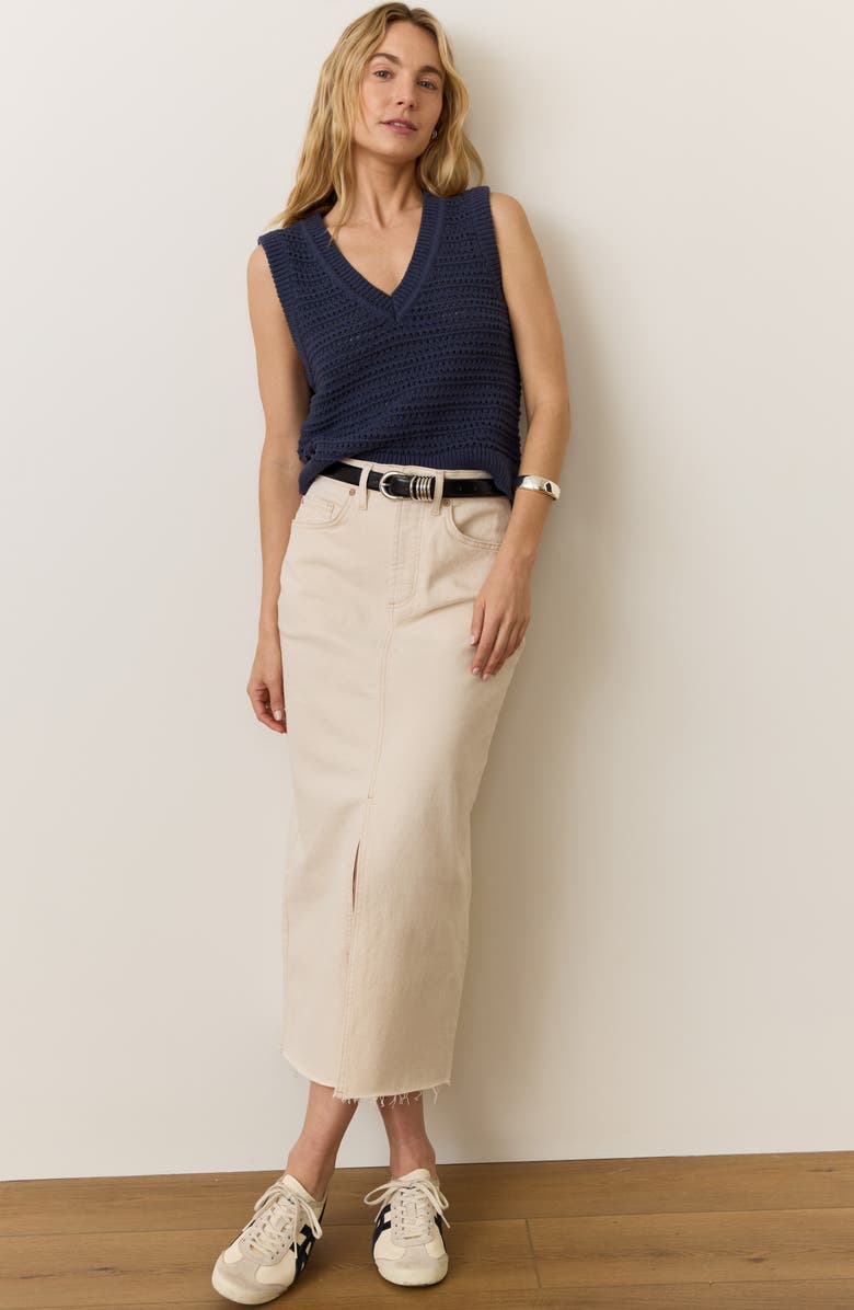 Marine Layer Crochet V-Neck Sweater Vest, Alternate, color, Navy