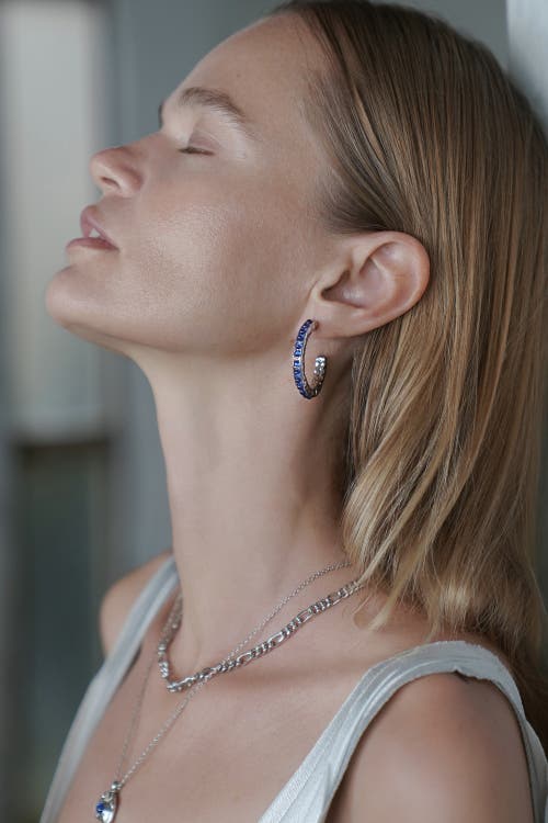 Classicharms Serena Molten Gemstone Hoop Earrings In Blue