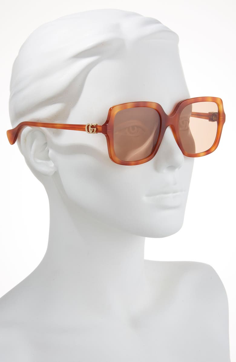 Gucci 54mm Square Sunglasses, Alternate, color, Havana Havana Brown