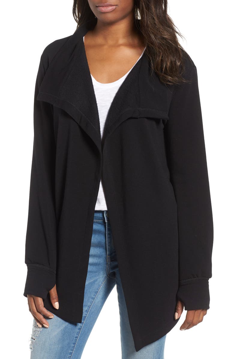 Caslon<sup>®</sup> Off-Duty Fleece Knit Cardigan, Main, color,