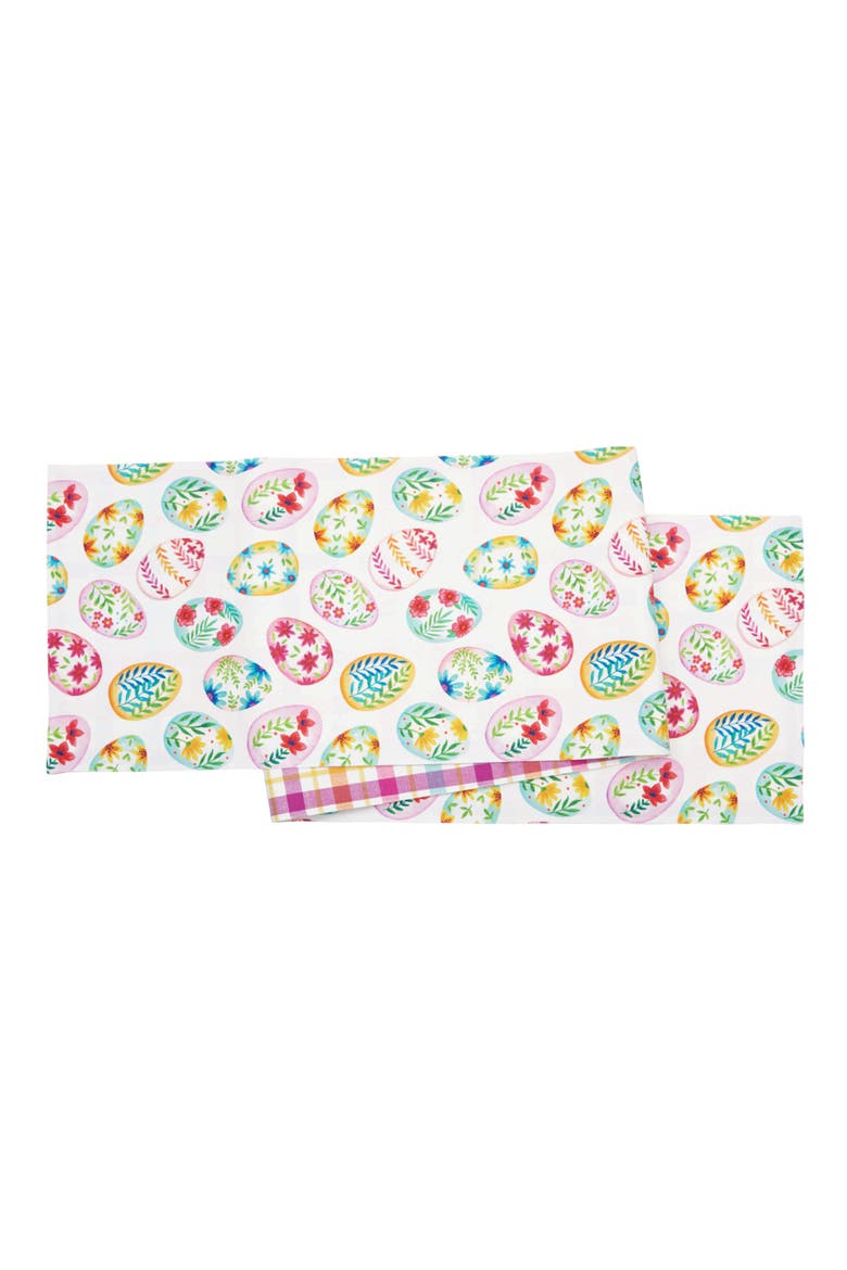 Easter Egg Charm & Plaid 100% Cotton Table Runner 14" x 72", Main, color, Green