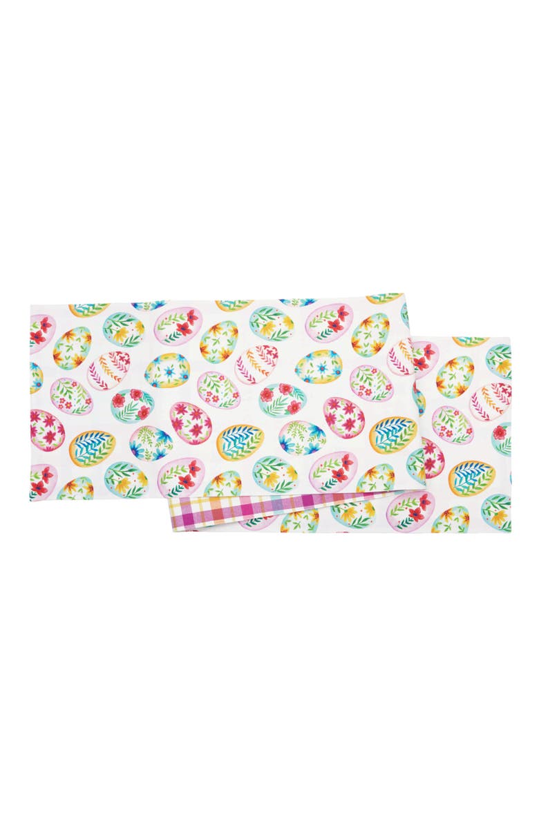 C&F Home Easter Egg Charm & Plaid Table Runner 14" x 72", Main, color, Green